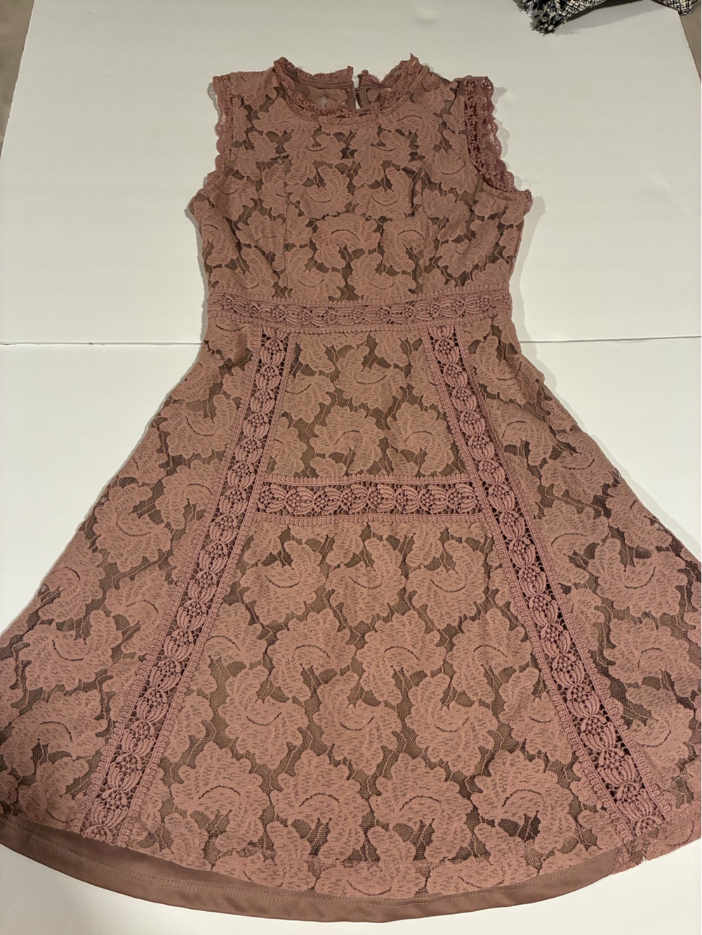 Altar'd State Dusty Rose Lace Fit-and-Flare Dress